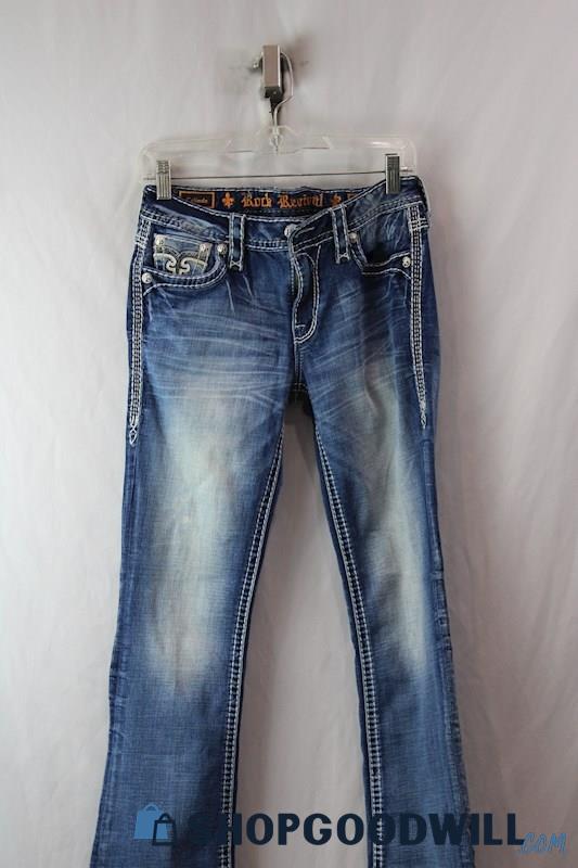 Rock Revival Women's Blue Mid Rise Boot Cut Jeans Sz 27