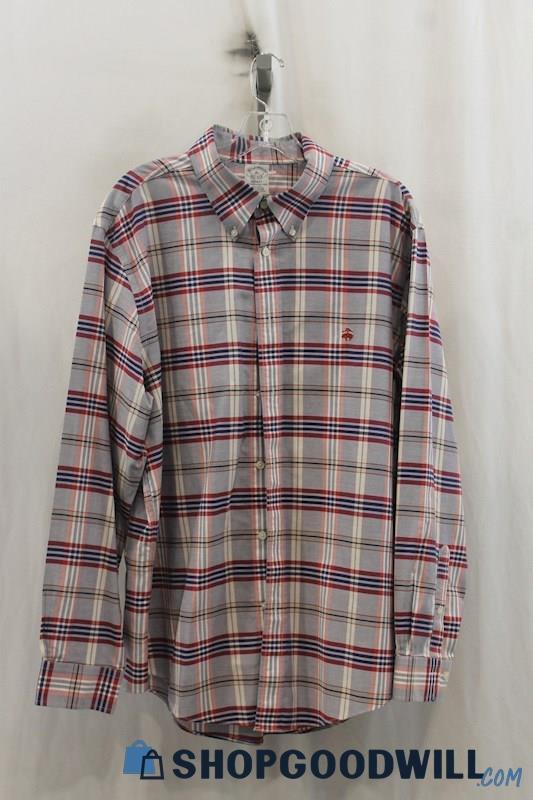 Brooks Brothers Mens Red/Blue Plaid Dress Shirt Sz XL