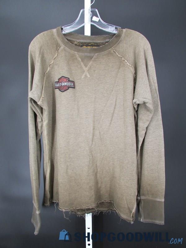 Harley-Davidson Men's Brown Studded Pullover Crewneck Sweatshirt SZ M