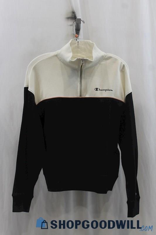 NWT Champion Womens Black/White 1/4 Zip Sweater Sz S