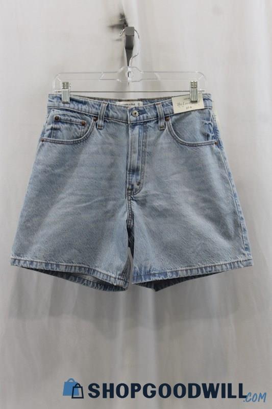 NWT Abercrombie & Fitch Womens Light Blue Loose Denim Shorts Sz 4