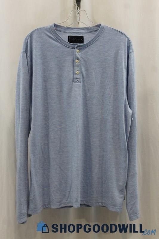 Lucky Brand Mens Heather Blue Henley Sweater Sz XL