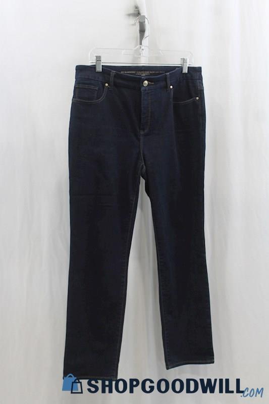 Chicos Womens Dark Blue Slim Straight Jeans Sz 10S