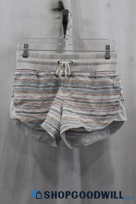 Athleta Womens White Multicolor Pullon Shorts Sz 2