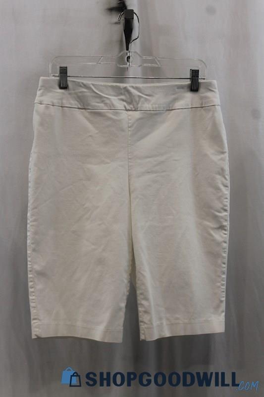 Chicos Womens White Bermuda Shorts Sz M