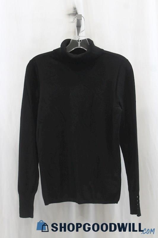 NWT White House Black Market Womens Black Mock Neck Sweater Sz M