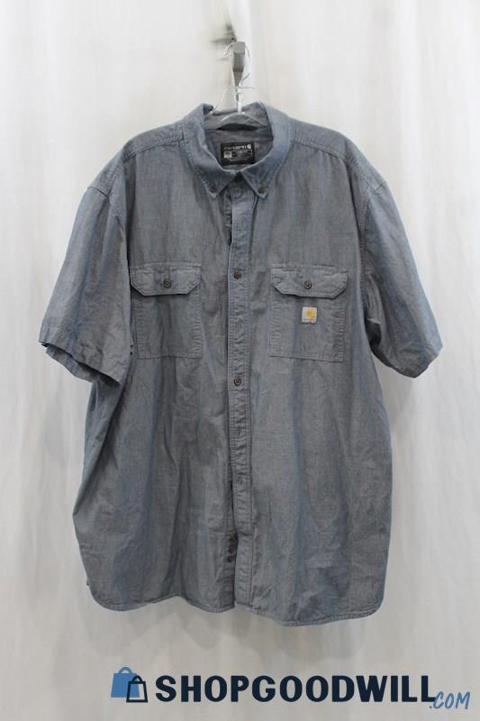 Carhartt Mens Heather Blue Button Down Shirt Sz 3XLT