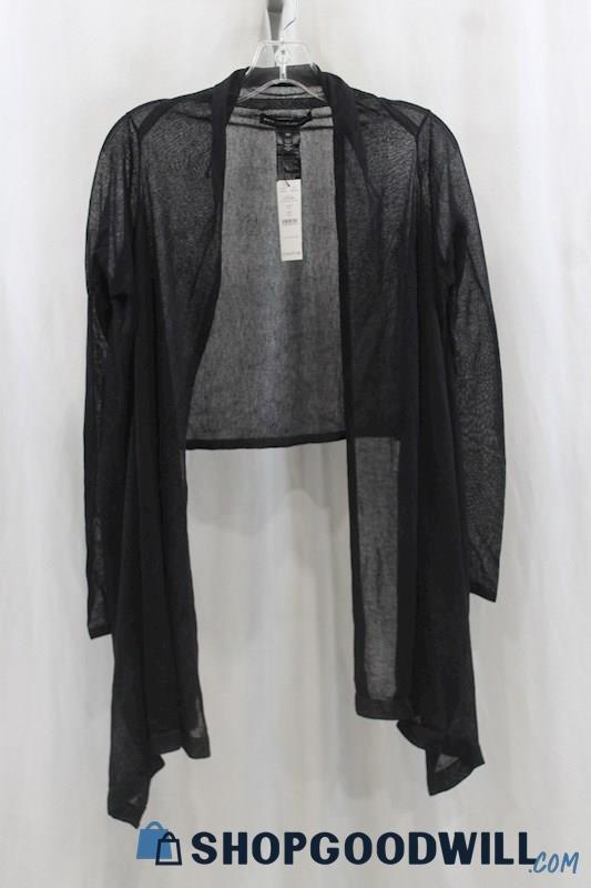 NWT White House Black Market Womens Black LS Sheer Drape Coverup Cardigan Sz XS