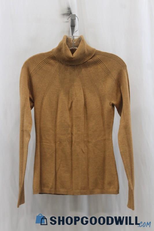 NWT White House Black Market Womens Heather Brown Mock Neck Sweater Sz S