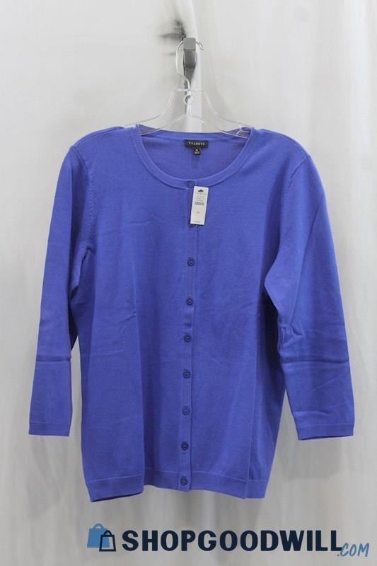 NWT Talbots Womens Blue Button Cardigan Sz M