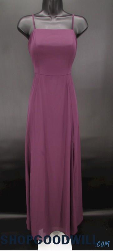 David's Bridal Women's Purple & Black Corset Back Column Formal Gown SZ 6