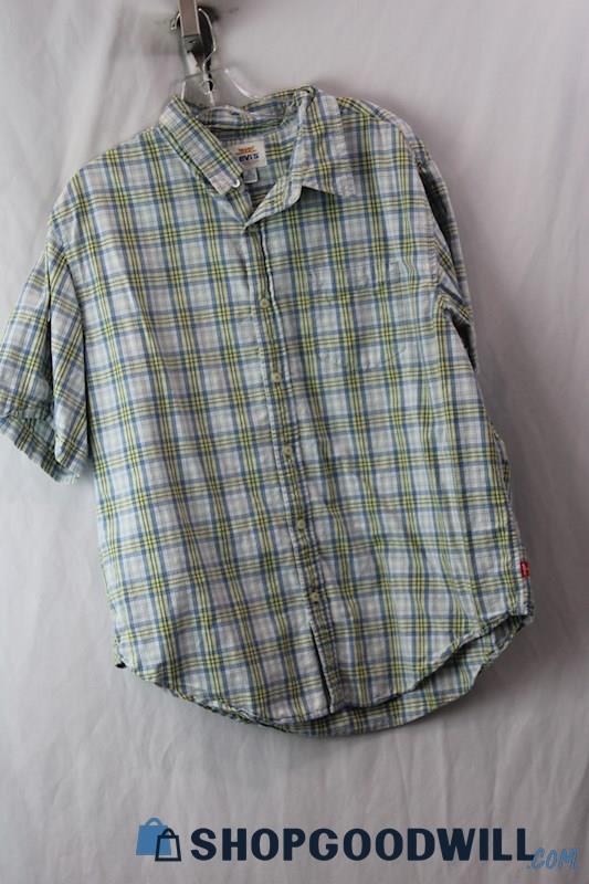 Levi's Men's Blue/Green Short Sleeve Button-Up Shirt Sz XL