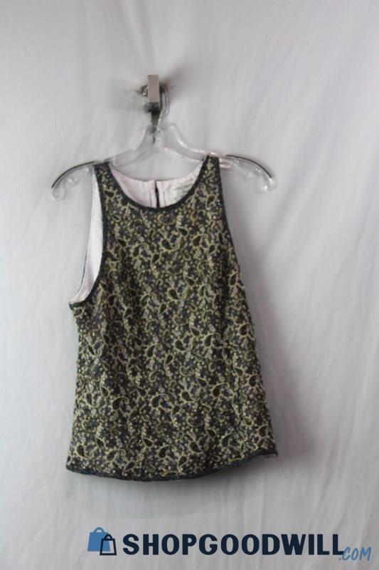 Papell Boutique Women's Gold/Multicolored Bedazzled Tank Sz 12