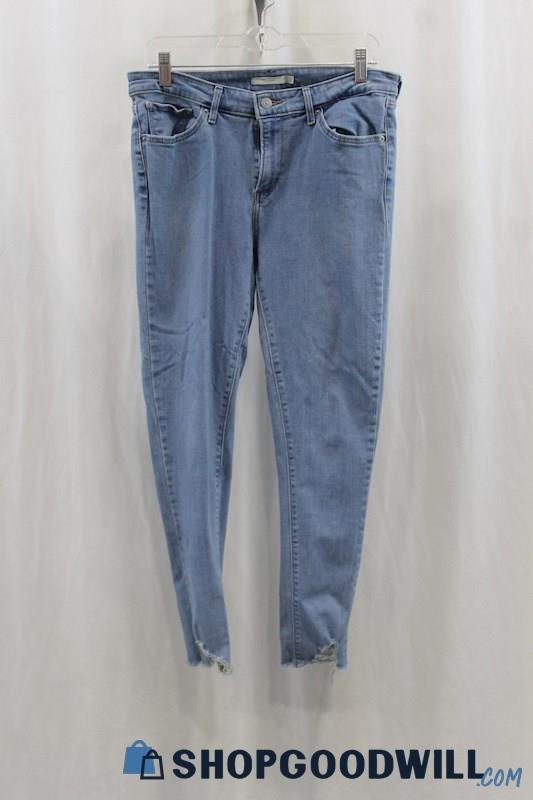 Levi's 711 Womens Light Blue Frayed Skinny Jeans Sz 31