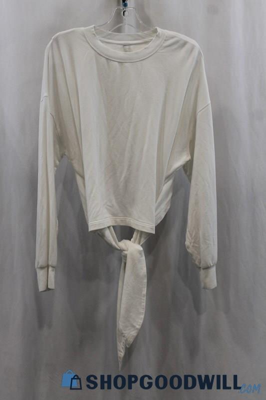 Athleta Womens White Back Tie Sweater Sz M