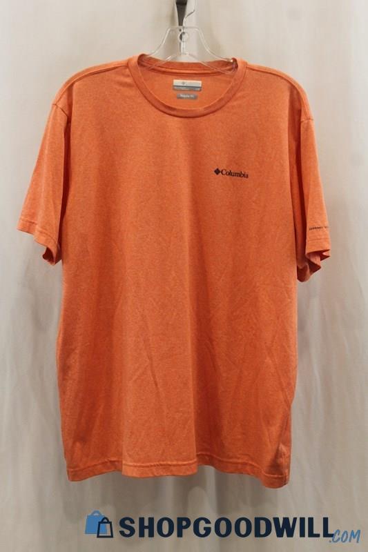 Columbia Mens Heather Orange Tech Shirt Sz L