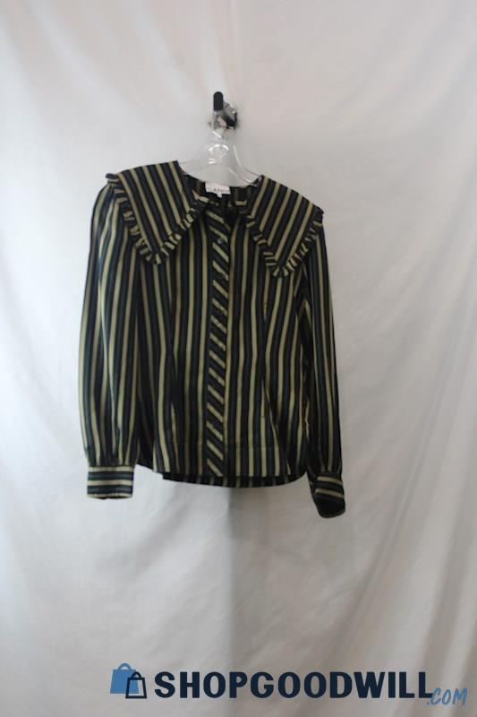 Ganni Woman's Black/Gold Button Up sz 36