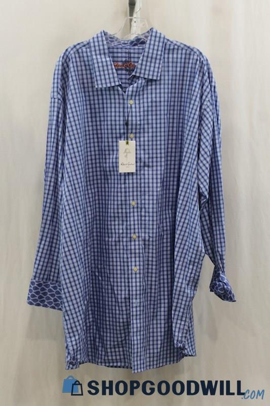 Robert Graham Men's Blue Plaid Button Up Shirt SZ 3XL