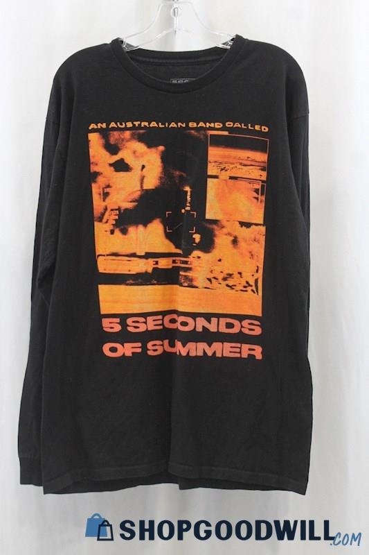 5 Seconds of Summer Unisex Black/Orange North American Tour 2019 Sweatshirt SZ L