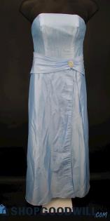 Modern Maids Women's Light Blue Beaded Detail Strapless Formal Gown SZ 14