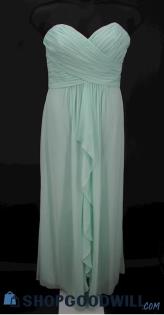 B2 Women's Seafoam Green Pleated Sweetheart Strapless Formal Gown SZ 14