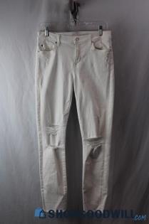 7 For All Man Kind Women's White Skinny Distressed Ankle Jean SZ 29