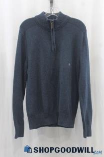 NWT Eddie Bauer Mens Navy Knit 1/4 Zip Sweater Sz S