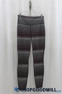 Athleta Womens Purple/Gray Stripe Active Leggings Sz L