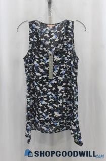 Juicy Couture Women's Blue/White Design Print Tank Blouse SZ S