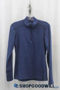 REI Womens Blue/Black 1/4 Zip Tech Sweater Sz M