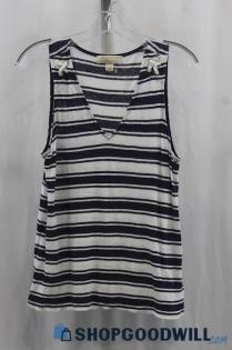 Michael Kors Women's White/Blue Stripes Tank Shirt SZ M