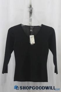 NWT INC Womens Black V-Neck Sweatshirt Sz S