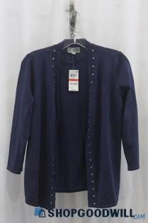 NWT JM Collection Women's Blue Open Cardigan SZ XS