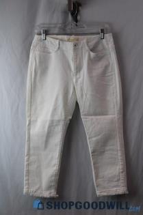 NWT J. Jill Women's White Raw Hem Cropped Mid Rise Jean SZ 6P