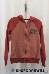 True Religion Women's Heather Red Full Zip Sweater SZ XS