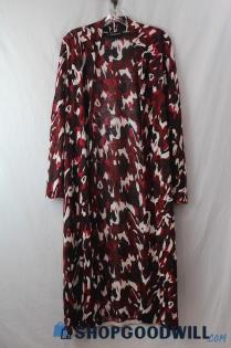 Lane Bryant Women's Magenta/Pink Patterned Open Maxi Cardigan sz 14/16