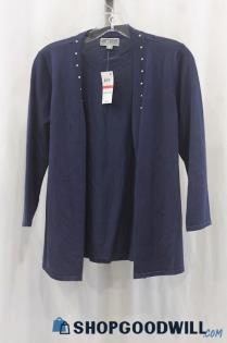 NWT JM Collection Women's Blue Open Cardigan SZ S