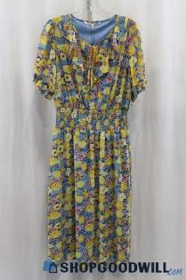 NWT Collective Concepts Women's Blue/Yellow Floral Print Sundress SZ M