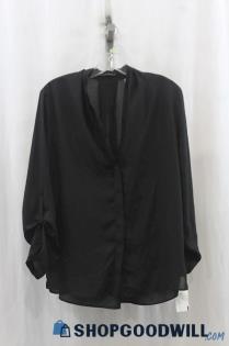 NWT Tahari Women's Black Button Up Sheer Shirt SZ M