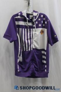 NBA Men's Purple/White LA Lakers Full Zip Shirt SZ L