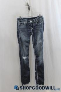 True Religion Womens Dark Blue Washed Skinny Jeans Sz 28