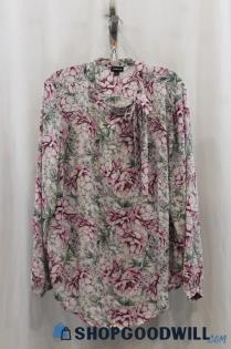 Torrid Women's White/Purple Floral Print Sheer Blouse SZ 2X