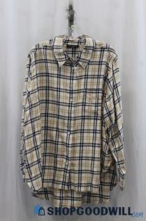 Lane Bryant Womens Navy/Tan Plaid Flannel Sz 18/20