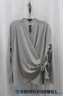 NWT Lane Bryant Women's Heather Gray Wrap Blouse SZ 14/16