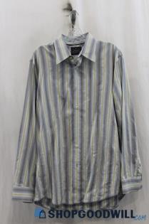 Indigo Palms Men's Blue/White Pinstripes Button Up Shirt SZ L