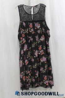 Torrid Women's Black/Purple Floral Print Sheath Dress SZ 3X