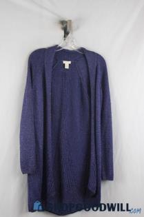 Chico's Women's Purple Glitter Cardigan Sweater SZ 0