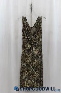 Tiana B Womens Brown/Black Animal Print A-Line Dress Sz M