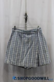 VTG Kikomo Womens Blue/White Plaid Skort Sz 10