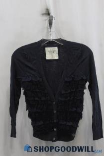 Abercrombie & Fitch Womens Navy Ruffle Cardigan Sz S